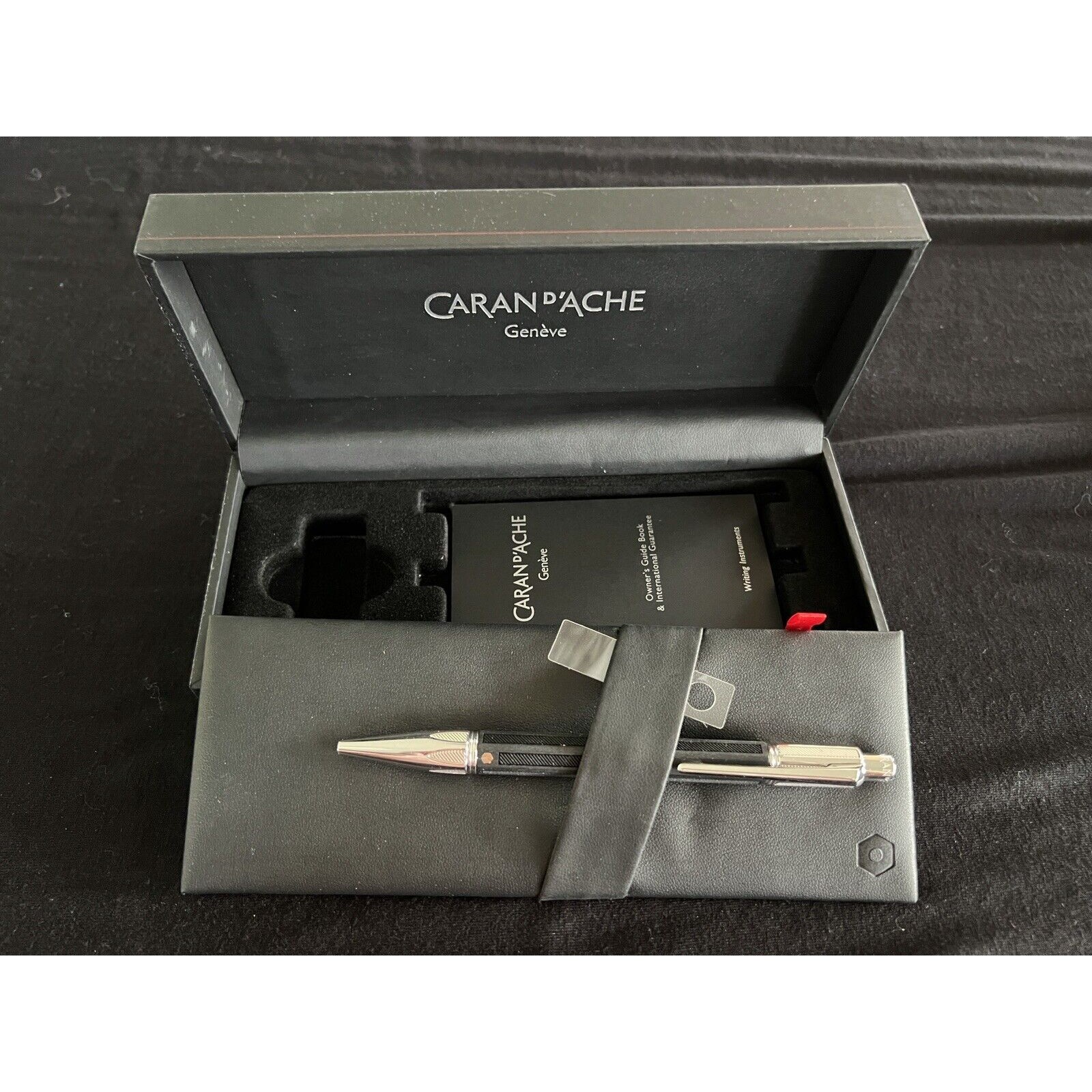 Caran D'ache Varius Rubracer Ballpoint Pen Guillochage Rhodium New In Box